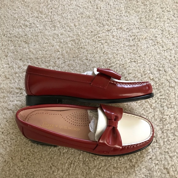 Bass red white bow loafers, size 6 - Picture 4 of 5